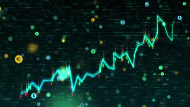 Animering Stockar Och Ekonomiska Data Diagram — Stockvideo