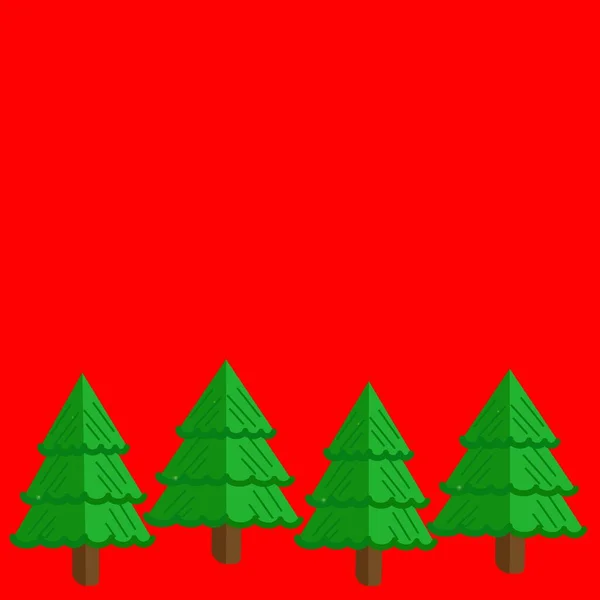 Vánoční Pozadí Červeným Pozadím Vánoční Stromky — Stock fotografie