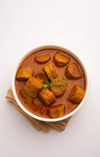 Besan Gatte Sabzi或Gatta Curry Recipe 午餐或晚餐受欢迎的拉贾斯坦尼菜单 — 图库照片