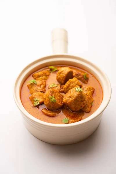Besan Gatte Sabzi Або Gatta Curry Recipe Популярний Rajasthani Меню — стокове фото