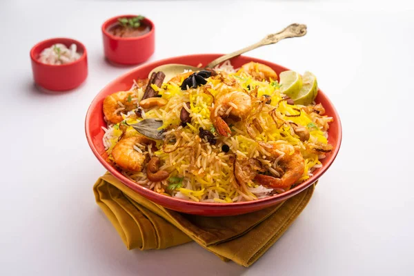 Tasty Delicious Prawns Biryani Jheenga Pulav Shrimp Pilaf — Stock Photo, Image