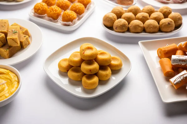 Kesar Pedha Peda Est Plat Traditionnel Indien Sucré Base Lait — Photo