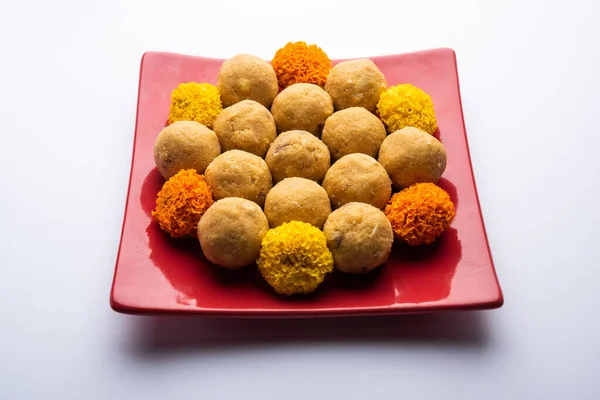 Besan Ladoo Son Deliciosas Bolas Dulces Hechas Con Harina Gramo —  Fotos de Stock