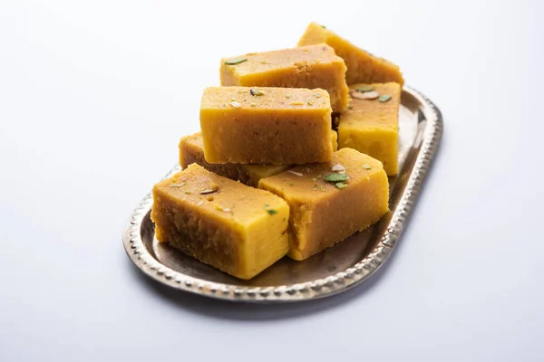 Mysore Pak Doce Indiano Preparado Ghee Nasceu Cidade Mysuru — Fotografia de Stock