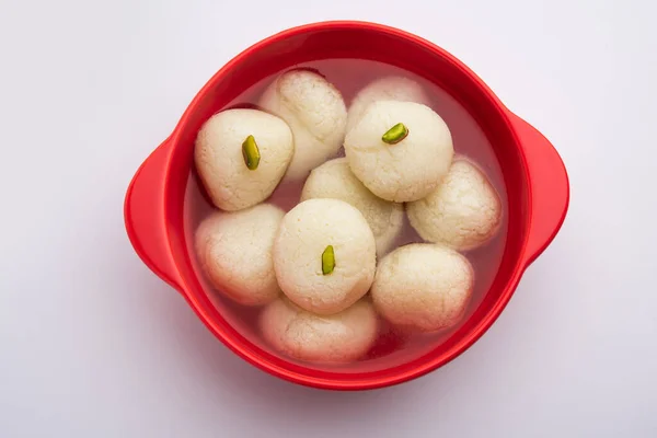 Rasgulla Rosogulla Indian Sweet Made Khoya Soft Spongy Earthen Bowl — Stock Photo, Image