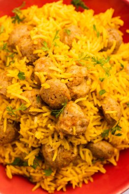 Soya Chunk Pulav veya soya vadi pilavı