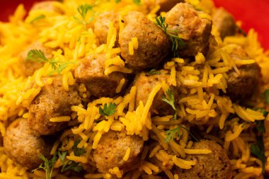 Soya Chunk Pulav veya soya vadi pilavı