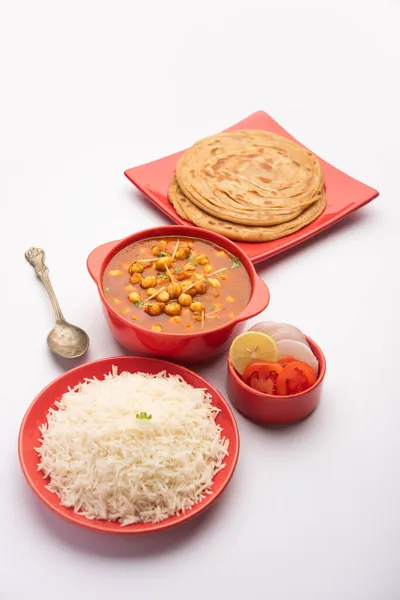 Choley Chole Masala Lub Chana Indyjskie Jedzenie Ciecierzycy Pomidorów Kminku — Zdjęcie stockowe
