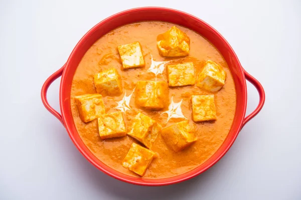 Paneer Butter Masala Cheese Cottage Curry Servido Com Arroz Laccha — Fotografia de Stock