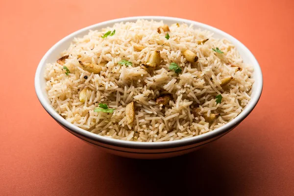 Knoflook Gebakken Rijst Pulav Met Behulp Van Basmati Rice Lahsun — Stockfoto