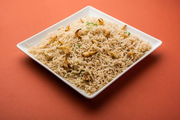 Knoflook Gebakken Rijst Pulav Met Behulp Van Basmati Rice Lahsun — Stockfoto