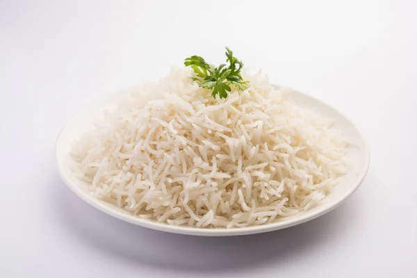 Arroz Basmati Blanco Cocido Arroz Vapor Tazón — Foto de Stock