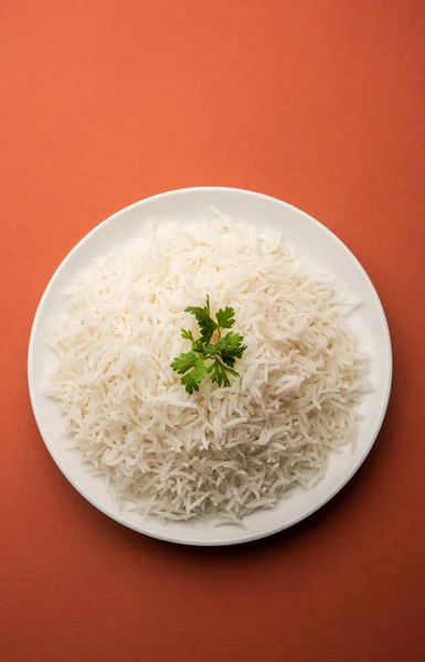 Vařená Obyčejná Bílá Rýže Basmati Nebo Dušená Rýže Misce — Stock fotografie