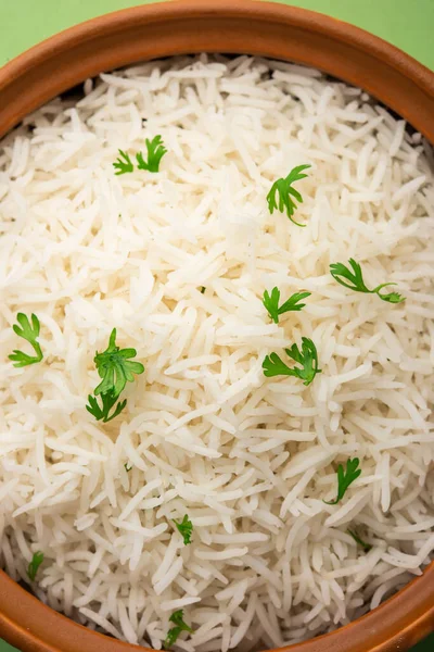 Cooked Plain White Basmati Rice Steamed Rice Bowl — Stock Photo, Image