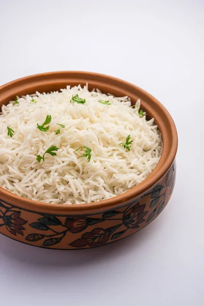 Cooked Plain White Basmati Rice Steamed Rice Bowl — Stock Photo, Image