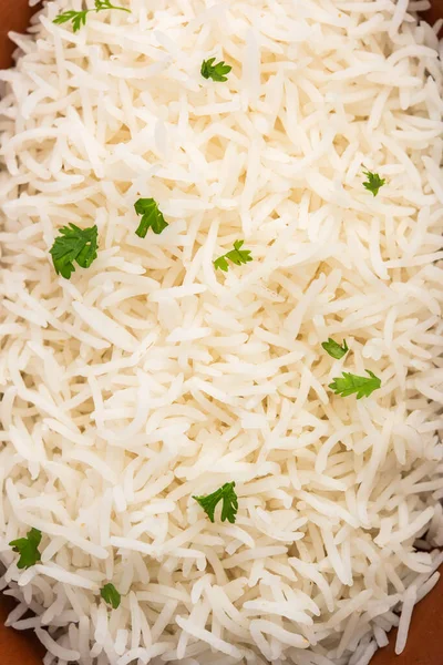 Vařená Obyčejná Bílá Rýže Basmati Nebo Dušená Rýže Misce — Stock fotografie