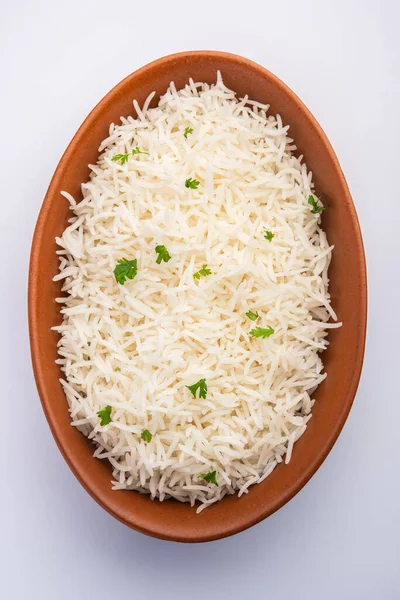 Cooked Plain White Basmati Rice Steamed Rice Bowl — Stock Photo, Image