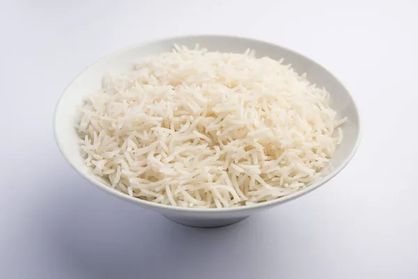 Приготовленный Простой Белый Рис Басмати Вареный Рис Миске — стоковое фото