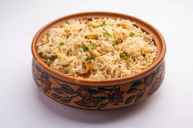 Lezzetli soya pulao ya da pilav veya pulav veya pirinç ya da soya Dobiş bezelye ve fasulye, Hintli ya da Pakistanlı mutfağı ile kızarmış pilav