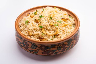 Lezzetli soya pulao ya da pilav veya pulav veya pirinç ya da soya Dobiş bezelye ve fasulye, Hintli ya da Pakistanlı mutfağı ile kızarmış pilav