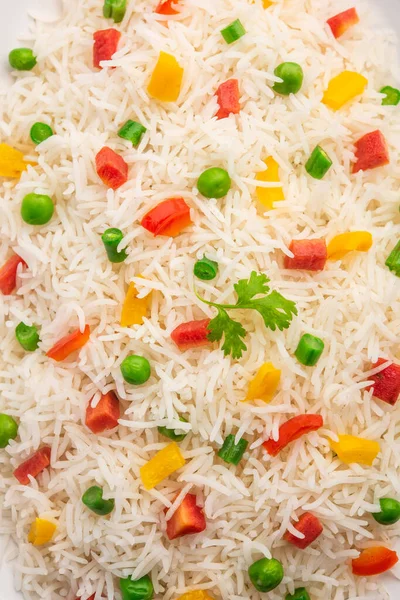 Veg Biryani Pulav Veg Servido Uma Tigela Latão Redondo Foco — Fotografia de Stock