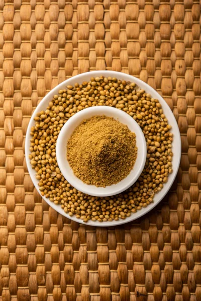 Indian Spice Heap Coriander Powder Dhaniya Powder Chinese Parsley Dried — Stock Photo, Image