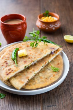Paneer paratha tam buğday unundan yapılmış ve lezzetli, baharatlı, rendelenmiş paneer ile doldurulmuş popüler bir Kuzey Hint ekmeğidir.