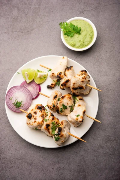 Poulet Malai Tikka Murgh Malai Est Une Recette Poulet Grillé — Photo