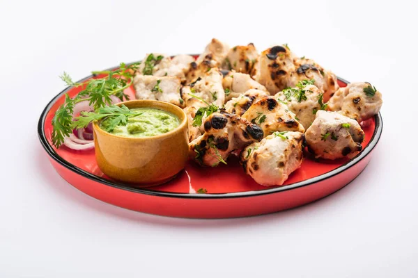 Malai Chicken Tikka Murgh Malai Una Deliciosa Receta Pollo Parrilla —  Fotos de Stock