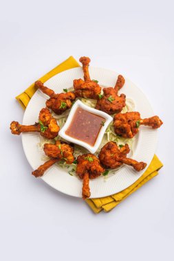 Tavuk lolipop Hint Çin aperatifi. Fransız tavuk kanadı.