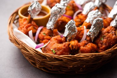 Tavuk lolipop Hint Çin aperatifi. Fransız tavuk kanadı.