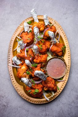 Tavuk lolipop Hint Çin aperatifi. Fransız tavuk kanadı.