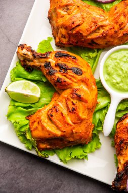 Tandır tavuğu, yoğurt ve baharatla terbiye edilmiş, soğan ve yeşil turşuyla servis edilen bir tavuktur.