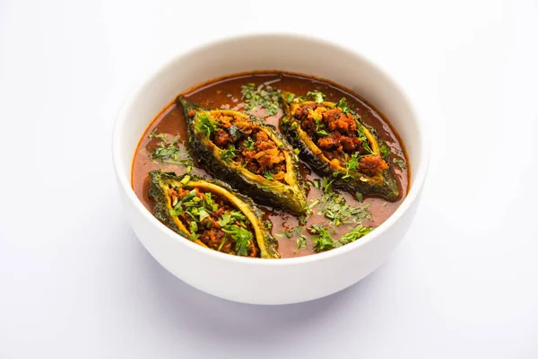 Bharwa Karela Masala Stuffed Bitter Melon Curry Recipe — Stockfoto