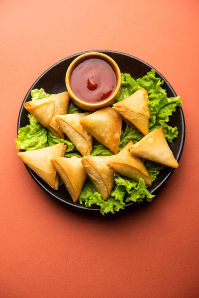 Cocktail Mini Triangle Samosa Made Using Patti Strip Popular Home — Stock fotografie