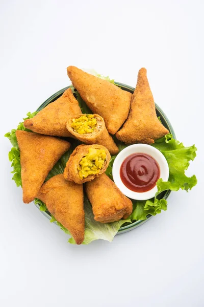 Ekmek Samosa Aynı Patates Bezelyeli Samosanın Dış Kaplaması Için Sandviç — Stok fotoğraf