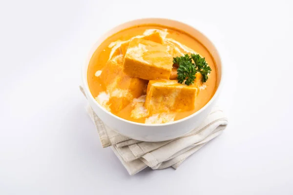 Paneer Butter Masala Veya Cheese Cottage Curry Paneer Baharatlar Soğanlar — Stok fotoğraf