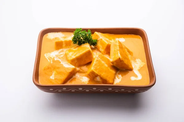 Paneer Butter Masala Veya Cheese Cottage Curry Paneer Baharatlar Soğanlar — Stok fotoğraf