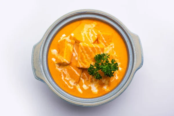 Paneer Butter Masala Veya Cheese Cottage Curry Paneer Baharatlar Soğanlar — Stok fotoğraf