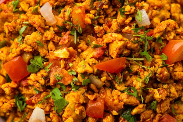 Egg Bhurji 又名Masala Anda Bhurji 是一种炒鸡蛋 是一种受欢迎的印度街头食品 也是一种早餐 午餐或晚餐配方 — 图库照片