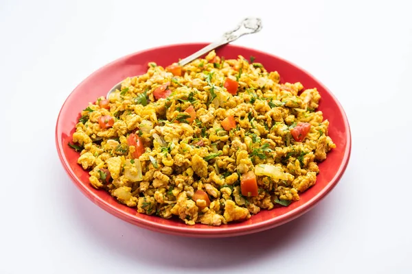 Huevo Bhurji También Conocido Como Masala Anda Bhurji Plato Huevos — Foto de Stock