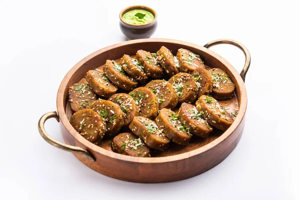 stock image Gujarati snacks Muthiya or muthia is a steam cooked healthy food made using bottle gourd or doodhi or lauki