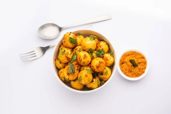 Soft Spongy Idli Balls Goli Idly Green Red Chutney South — Stock Photo, Image