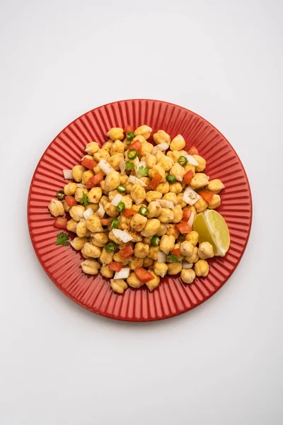 Chola Chana Chaat Oder Schwarz Chana Chaat Mit Zitrone — Stockfoto