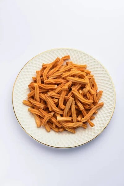 Salted Soya Sticks Indian Namkeen Snacks Which Hand Made — Stock Photo, Image