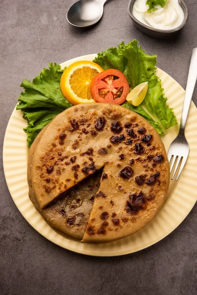 Keema Paratha Chicken Mutton Mince Stuffed Flatbread — Stock Photo, Image