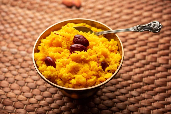 Badam Halwa Nebo Sheera Také Známý Jako Mandle Halwa Tradiční — Stock fotografie