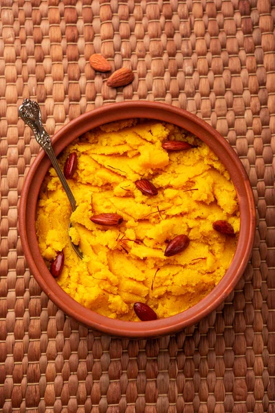 Badam Halwa Sheera Also Known Almond Halwa Traditional Indian Sweet — 图库照片