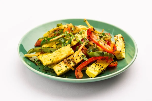 Paneer Jalfrezi Cottage Cheese Cooked Peppers Onion — Zdjęcie stockowe