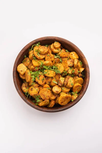 Stir Fried Taro Roots Arbi Sabji Ghuiya Masala Curry Sabzi — Zdjęcie stockowe